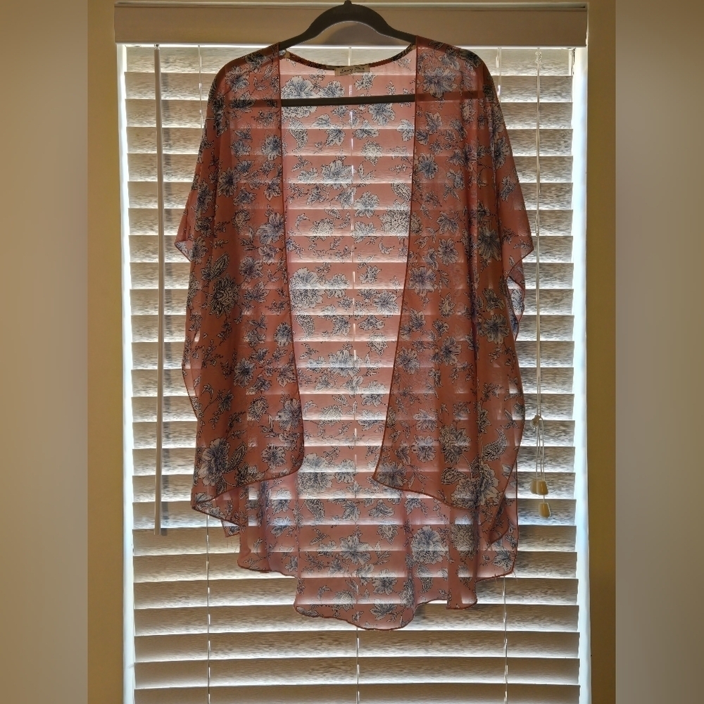 Emory Park Pink Floral Kimono One Size